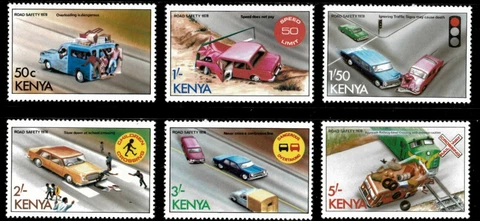 Kenya 1978 - Road Safety, Car Accidents - Set of 6v - Scott 121-26 - MNH Cover