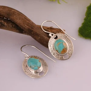 Gift For Mother Earring Jewelry 925 Silver Kingman Turquoise Handmade Jewelry - Picture 1 of 7