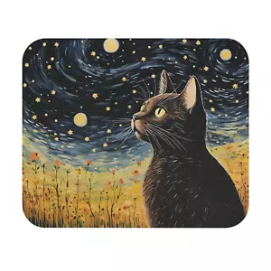 Black Cat Starry Night Mouse Pad – Artistic & Stylish Desk Mat - Picture 1 of 4