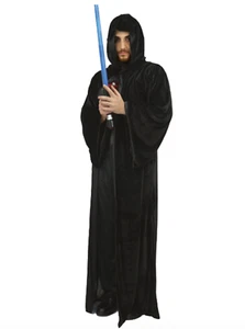 Adult Black Robe Space Warrior Star Wars Witch Wizard Jedi Halloween Costume - Picture 1 of 1