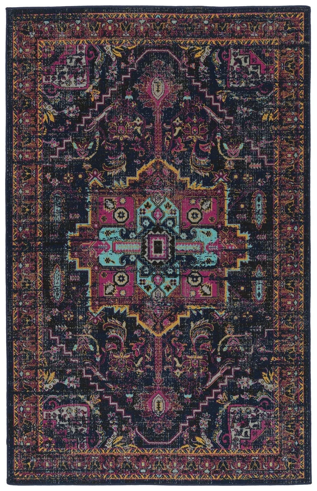 Alfombra moderna del suroeste Zuma Beach Collection 7'8" x 10', azul marino Foto 1 de 4