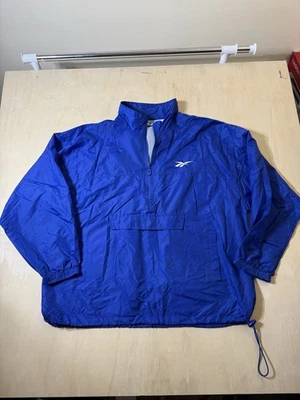 Vtg Reebok Logo Nylon 90’s 1/4 Zip Windbreaker Sz. XL Blue Jacket Embroidered - Image 1 of 4
