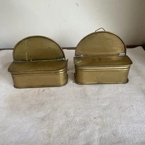 2 Vintage Brass Candle Storage Boxes - Picture 1 of 9