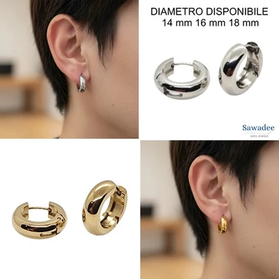 Orecchino a cerchio uomo donna cerchietto pirata in acciaio inox argento oro - Immagine 1 di 4