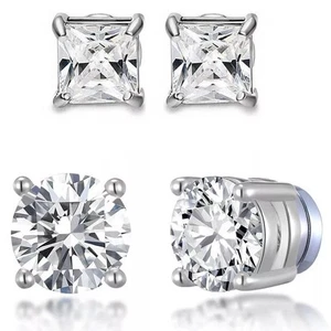 Magnetic Earrings Clip Women Men Studs Pair Stud Fake Unisex Non-piercing Magnet - Picture 1 of 15