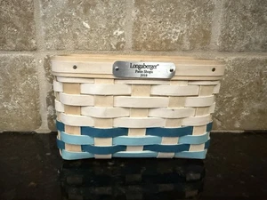 Longaberger PATIO SHOPS Basket + Protector 2018, Blue & Natural - Picture 1 of 7