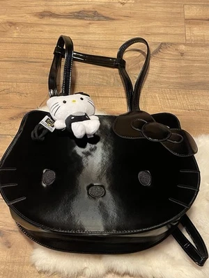 Hello Kitty Face Tote Bag/Pack All Black Lightweight With Keychain ~ Brand New - Image 1 of 4
