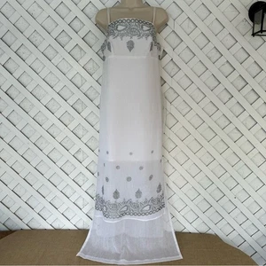 Maxi Vestido Vintage Cache Chifón Arrugado Estampado Paisley Hada Caprichoso M - Imagen 1 de 13