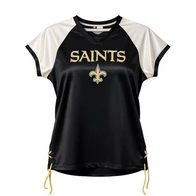 New Orleans Saints Jersey Shiny Rhinestone Fluer De Lis black gold Women’s XL - image 1 of 4
