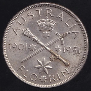 Australia 1951(m) Un Florín 2/- (Jubileo) - Sin Circular - Imagen 1 de 3