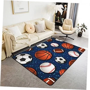 Ball Game Area Rug for Kids Boys 4'11" x 3'3" (Rectangular) Color 24 - Picture 1 of 7