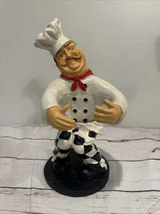 VINTAGE 12” Chef Figurine Italian Kitchen Food Restaurant Wine / Utensils Holder - Picture 1 of 5