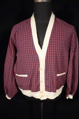 Rare Vintage 1950's McGregor Red & Blue Plaid Cotton Casual Jacket Size Large - Image 1 of 3