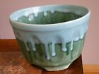 VINTAGE Green DRIP Glaze ART POTTERY Planter Footed MCM 4
