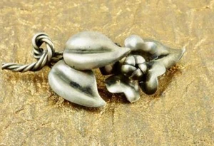 VINTAGE STAMPED HANDMADE ART DECO STERLING SILVER FLOWER STEM BROOCH/PIN - Picture 1 of 4