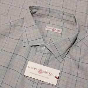 Luciano Barbera NWT Casual Button Down Shirt 3XL in Light Gray/Multi Cotton/Cash