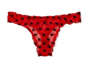 Victoria's Secret Ruffle Mesh Thong Panty Lipstick Red M New with Tag NWT - Picture 1 of 2