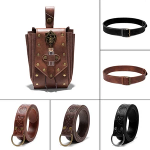 Borsa vita retrò medievale guerrieri cavalieri cintura in rilievo vita oggetti di scena cosplay - Foto 1 di 18