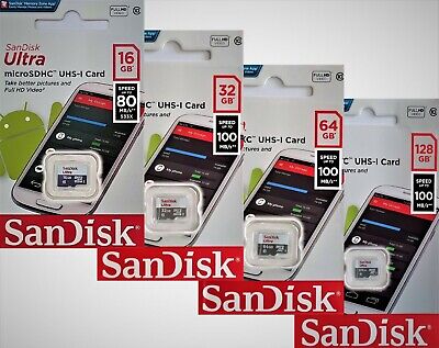 Sandisk Ultra MicroSD 16GB 32GB 64GB 128GB MicroSDHC SDXC Class 10 UHS-1 100MB/S • 2.95€