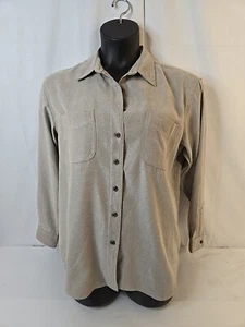 Sz L St John’s Bay Washable Jacket Suede-Like Beige Women's Shirt 93677 Shacket - Picture 1 of 7