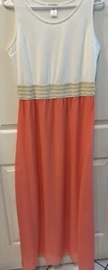 Langes ärmelloses Sommerkleid Damen weiß & koralle Gr. JR XL - neu ohne Etikett - Bild 1 von 4