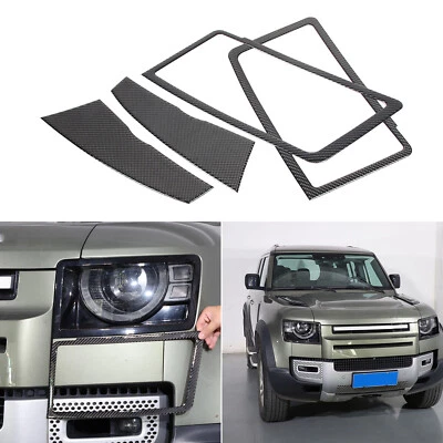 Carbon fiber Front headlight lamp cover Trim For Land Rover Defender 90 110 20+ - image 1 of 4