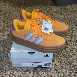 Adidas Women's VL Court Bold Platform Sneaker ORANGE/ BLUE/ PURPLE Size 7 M NEW - Picture 1 of 11