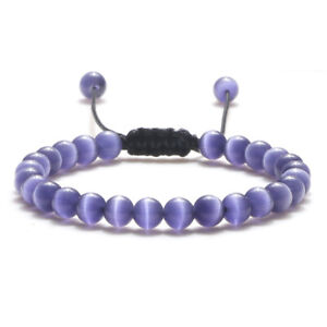 Natural Cat Eye Stone Bracelet High Quality 8mm Beads Charms Adjustable Handmade