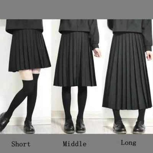Elastic Waist Girls School Uniform Suit Pleated Skirt Short/Middle/Long Dress - Picture 1 of 33