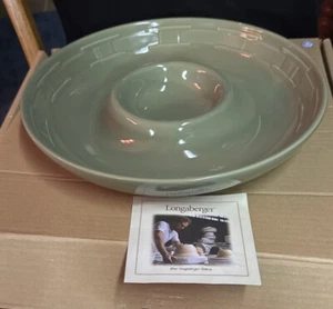 Longaberger Pottery Sage Woven Traditions Chip & Dip Bowl New in Box  - Picture 1 of 6