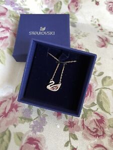 BNIB - Swarovski Dazzling Swan Necklace, Pink, Rose Gold RRP £85