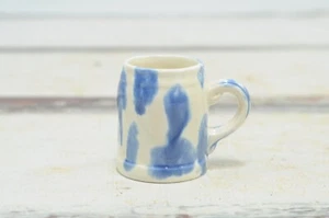 Small Vintage Stoneware Mug/Cup BLUE Sponge Ware Marked 1959 Jim Dandy - Picture 1 of 7