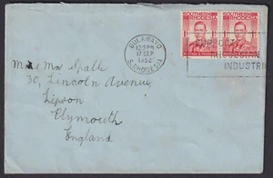 RHODESIA (19707): SUPPORT INDUSTRIES slogan cancel/cover 1952 - Picture 1 of 2