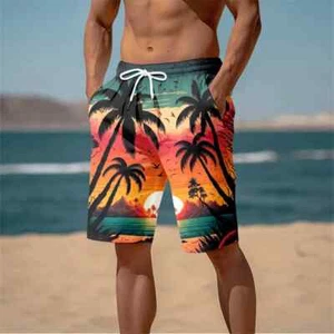 Pantalones Cortos de Playa Estampados de Árboles de Coco Palmera Gráfico Tablero Pantalones Cortos Hombres Verano - Imagen 1 de 21