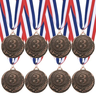 8 Pieces Bronze Winner Medals Metal Award Medal with Neck Ribbon Foto 1 de 4