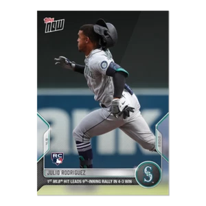 2022 TOPPS NOW #17 JULIO RODRIGUEZ - 1ST MLB HIT LEADS TO RALLY AND WIN - Picture 1 of 2