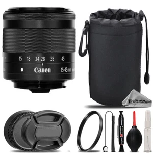 Canon EF-M 15-45mm f/3.5-6.3 IS STM Lens Graphite+UV Filter+ Hood+Lens Pouch-Kit - Picture 1 of 5