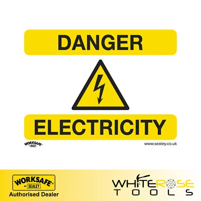 Sealey Danger Electricity Warning Safety Sign Rigid Plastic Worksafe - Image 1 of 2