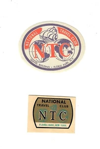 *NATIONAL TRAVEL CLUB - N.Y.* VINTAGE  2 HOTEL/LUGGAGE LABELS - Picture 1 of 1