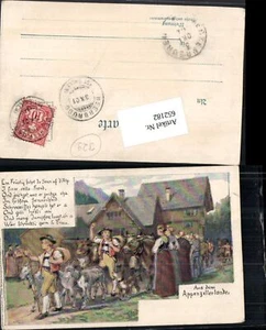 652182,Lithographie Appenzellerlande Appenzell Trachten Kühe - Picture 1 of 1
