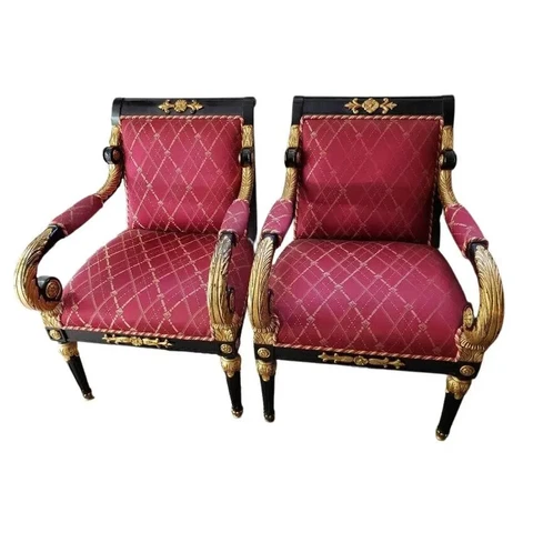 Pair of  Black and Gold  Lacquered  Chairs Cover