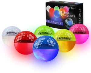 LED Golf Balls for Night Dark Play Light up multicolor Glow Surlyn casing 6x - Picture 1 of 5