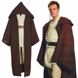 Halloween Christmas Cosplay Star Wars Jedi Knight Obi-wan Costume Men Adult UK