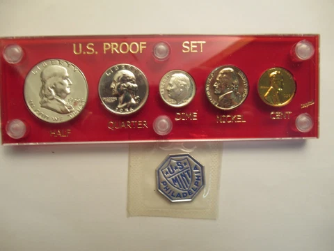 1956 US Mint Silver Proof Set, 5 coins,  NEW Capitol Plastics Holder Cover