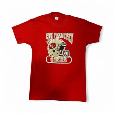 Camiseta Vintage Logotipo 7 San Francisco 49ers Tamanho XL NFL EUA 100% Algodão Compatível com M - Imagem 1 de 3