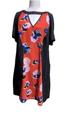 CITY CHIC Elegant Keyhole Red & Black Print Short Sleeve Midi Dress Size XS - image 1 of 4