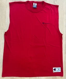Vintage Champion Sleeveless T Shirt XL Red Blue Embroidery 1990s Jersey Tag - Picture 1 of 6