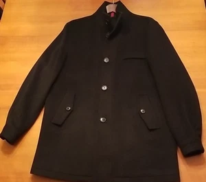 Cremieux Men’s Wool Black Pea Coat Zip Button Up Coat Medium 38-45" Chest EXCLNT - Picture 1 of 23