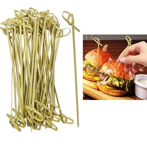500 Ct Bamboo Knot Picks Appetizer Stick Sandwich Skewer Kebab 7" Cocktail Fruit - Picture 1 of 2
