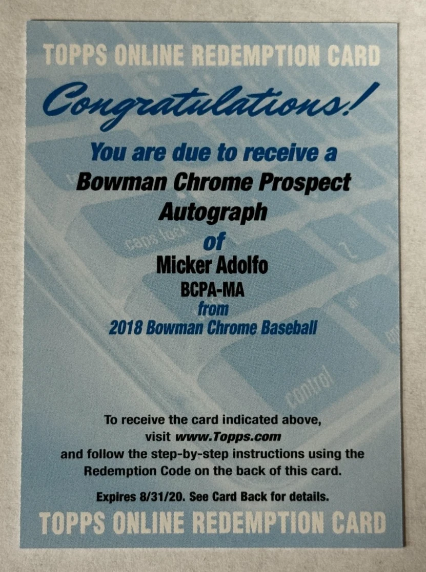 Baseball Card Auto Redemption for sale | eBay